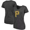 Women's Fanatics Branded Heathered Charcoal Pittsburgh Pirates Core Weathered Tri-Blend V-Neck T-Shirt -Fanatics Clothing Shop 4578673