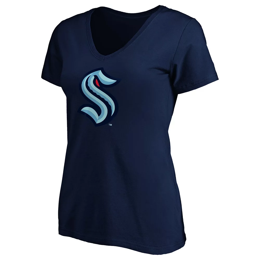 Women's Fanatics Branded Navy Seattle Kraken Primary Logo Plus Size V-Neck T-Shirt 5 Women's Fanatics Branded Navy Seattle Kraken Primary Logo Plus Size V-Neck T-Shirt - Image 3