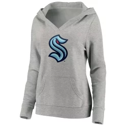 Women's Fanatics Branded Heather Gray Seattle Kraken Primary Logo Pullover Hoodie -Fanatics Clothing Shop 4609939 ALT2