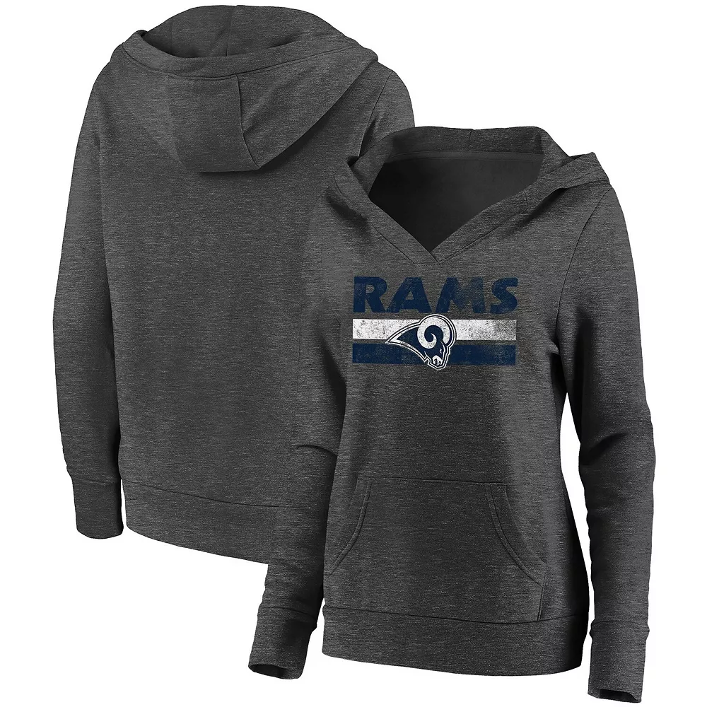 Women's Fanatics Branded Heathered Charcoal Los Angeles Rams First String V-Neck Pullover Hoodie 4 Women's Fanatics Branded Heathered Charcoal Los Angeles Rams First String V-Neck Pullover Hoodie - Image 2