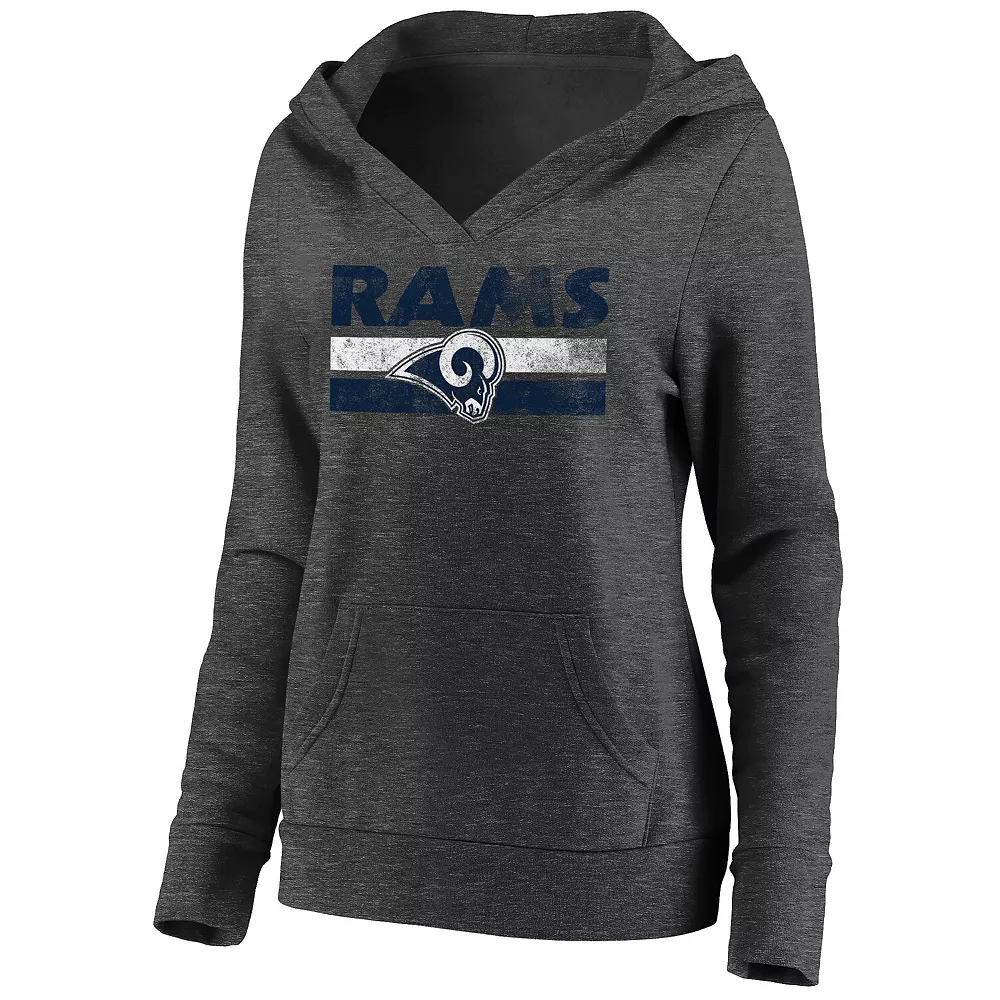 Women's Fanatics Branded Heathered Charcoal Los Angeles Rams First String V-Neck Pullover Hoodie 5 Women's Fanatics Branded Heathered Charcoal Los Angeles Rams First String V-Neck Pullover Hoodie - Image 3