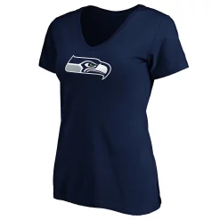 Women's Fanatics Branded College Navy Seattle Seahawks Primary Logo V-Neck T-Shirt -Fanatics Clothing Shop 4610976 ALT2