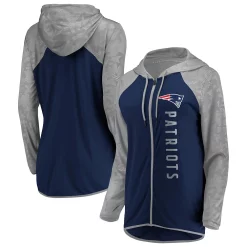 Women's Fanatics Branded Navy New England Patriots Forever Fan Logo Full-Zip Hoodie