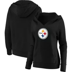 Women's Fanatics Branded Black Pittsburgh Steelers Primary Team Logo V-Neck Pullover Hoodie