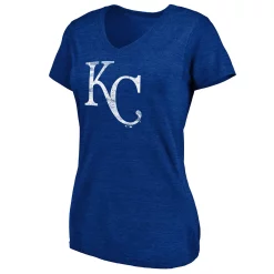 Women's Fanatics Branded Heathered Royal Kansas City Royals Core Weathered Tri-Blend V-Neck T-Shirt -Fanatics Clothing Shop 4612588 ALT2