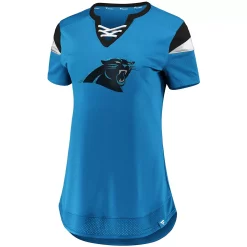 Women's Fanatics Branded Christian McCaffrey Blue Carolina Panthers Athena Name & Number Fashion Top -Fanatics Clothing Shop 4614282 ALT2