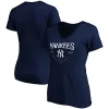 Women's Fanatics Branded Navy New York Yankees Plus Size Live For It Crossover V-Neck T-Shirt -Fanatics Clothing Shop 4642787