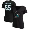 Women's Fanatics Branded Erik Karlsson Black San Jose Sharks Authentic Stack Name & Number V-Neck T-Shirt -Fanatics Clothing Shop 4643169
