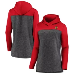 Women's Fanatics Branded Heathered Charcoal/Red Chicago Blackhawks Chiller Fleece Pullover Hoodie -Fanatics Clothing Shop 4644740 ALT