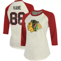 Women's Fanatics Branded Patrick Kane Cream/Red Chicago Blackhawks Name & Number Tri-Blend Raglan 3/4-Sleeve T-Shirt