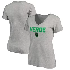 Women's Fanatics Branded Heather Gray Austin FC Verde V-Neck T-Shirt -Fanatics Clothing Shop 4651620 ALT
