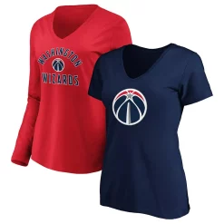 Women's Fanatics Branded Navy/Red Washington Wizards V-Neck T-Shirt Combo Pack