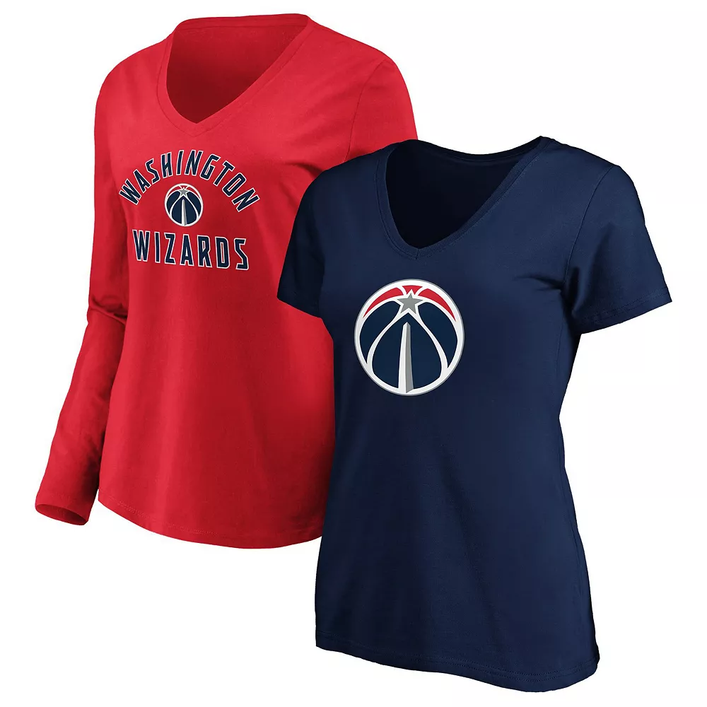 Women's Fanatics Branded Navy/Red Washington Wizards V-Neck T-Shirt Combo Pack 3 Women's Fanatics Branded Navy/Red Washington Wizards V-Neck T-Shirt Combo Pack
