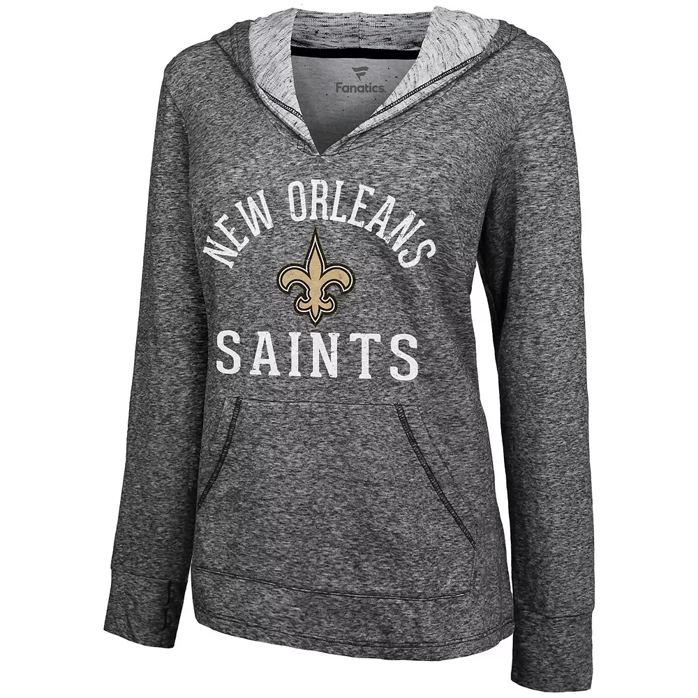 Women's Fanatics Branded Black New Orleans Saints Doubleface Slub Pullover Hoodie 3 Women's Fanatics Branded Black New Orleans Saints Doubleface Slub Pullover Hoodie