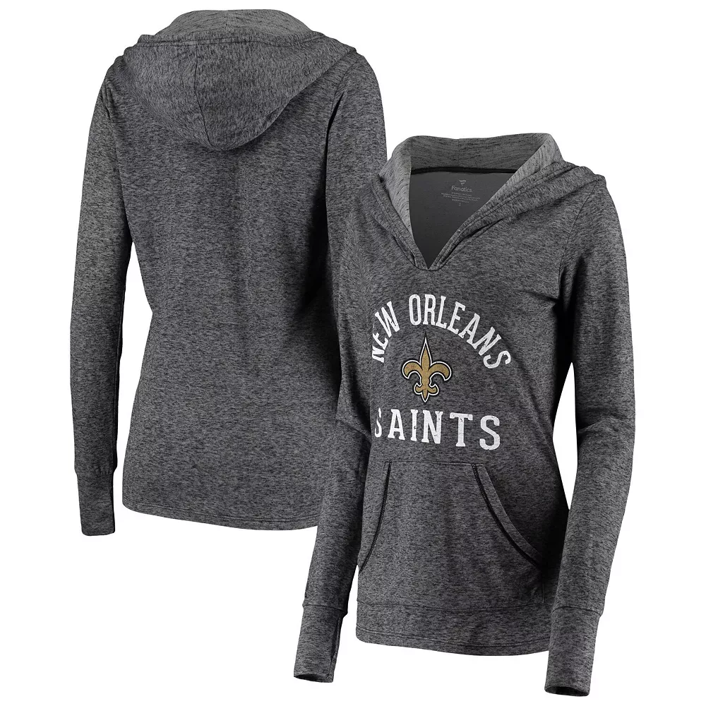 Women's Fanatics Branded Black New Orleans Saints Doubleface Slub Pullover Hoodie 4 Women's Fanatics Branded Black New Orleans Saints Doubleface Slub Pullover Hoodie - Image 2