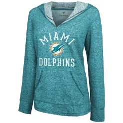 Women's Fanatics Branded Aqua Miami Dolphins Doubleface Slub Pullover Hoodie