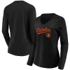 Women's Fanatics Branded Black Baltimore Orioles Core Team Lockup Long Sleeve V-Neck T-Shirt -Fanatics Clothing Shop 4766499
