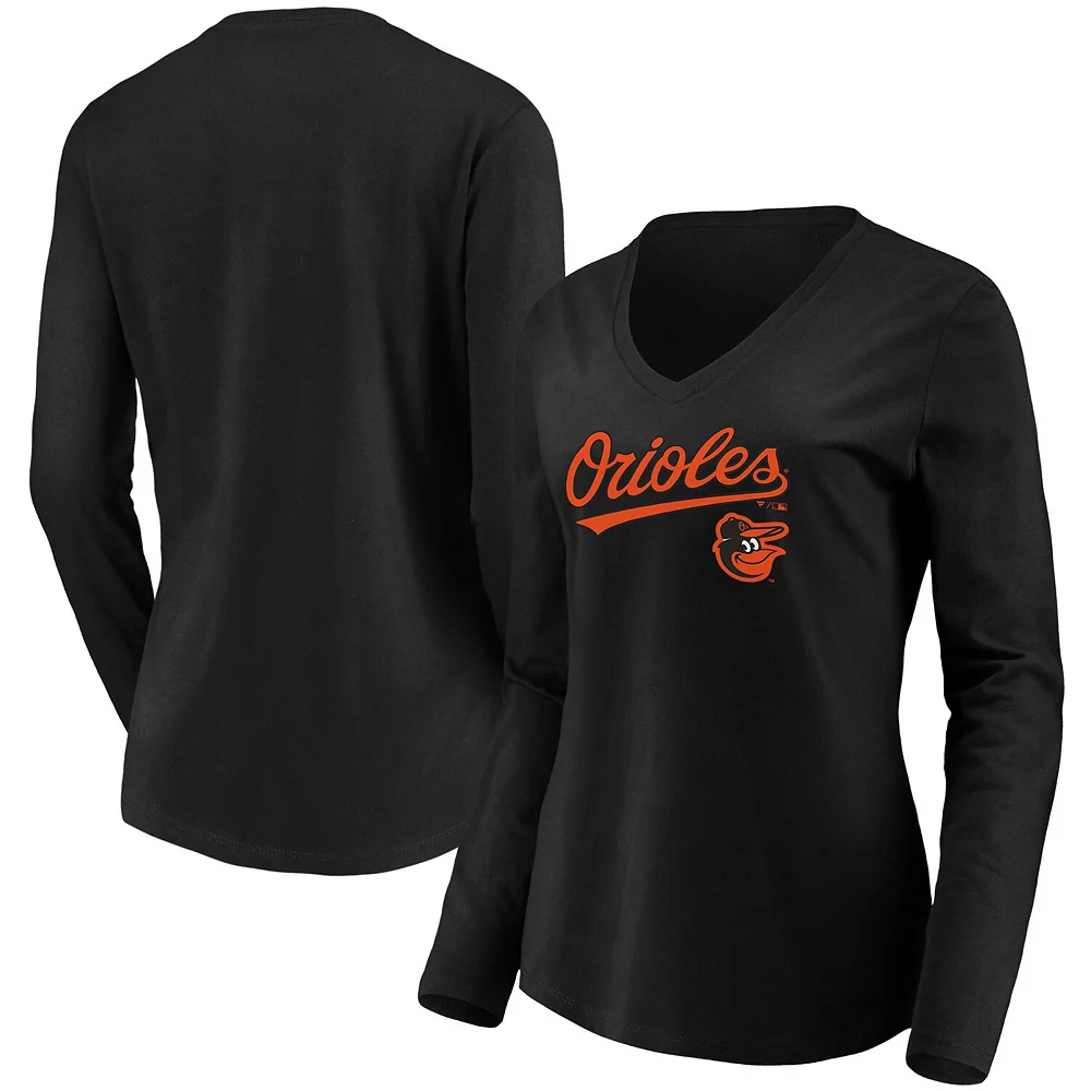 Women's Fanatics Branded Black Baltimore Orioles Core Team Lockup Long Sleeve V-Neck T-Shirt 3 Women's Fanatics Branded Black Baltimore Orioles Core Team Lockup Long Sleeve V-Neck T-Shirt