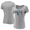 Women's Fanatics Branded Gray Seattle Kraken Space-Dye V-Neck T-Shirt -Fanatics Clothing Shop 4767656