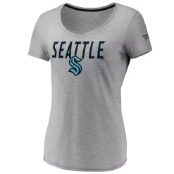 Women's Fanatics Branded Gray Seattle Kraken Space-Dye V-Neck T-Shirt -Fanatics Clothing Shop 4767656 ALT2
