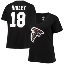 Women's Fanatics Branded Calvin Ridley Black Atlanta Falcons Plus Size Name & Number V-Neck T-Shirt