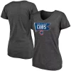 Women's Fanatics Branded Heathered Charcoal Chicago Cubs Holy Cow Hometown Collection Tri-Blend V-Neck T-Shirt -Fanatics Clothing Shop 4771503