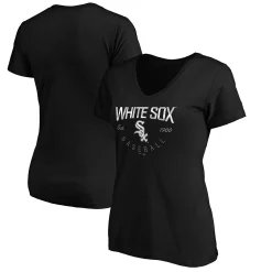 Women's Fanatics Branded Black Chicago White Sox Live For It V-Neck T-Shirt