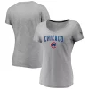 Women's Fanatics Branded Gray Chicago Cubs Wordmark & Logo Space-Dye V-Neck T-Shirt -Fanatics Clothing Shop 4773943