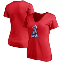 Women's Fanatics Branded Red Los Angeles Angels Red White & Team V-Neck T-Shirt -Fanatics Clothing Shop 4774446 ALT