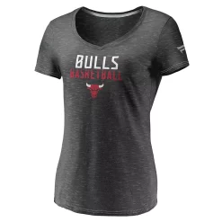 Women's Fanatics Branded Charcoal Chicago Bulls Double-Fade Space-Dye V-Neck T-Shirt -Fanatics Clothing Shop 4774745 ALT2