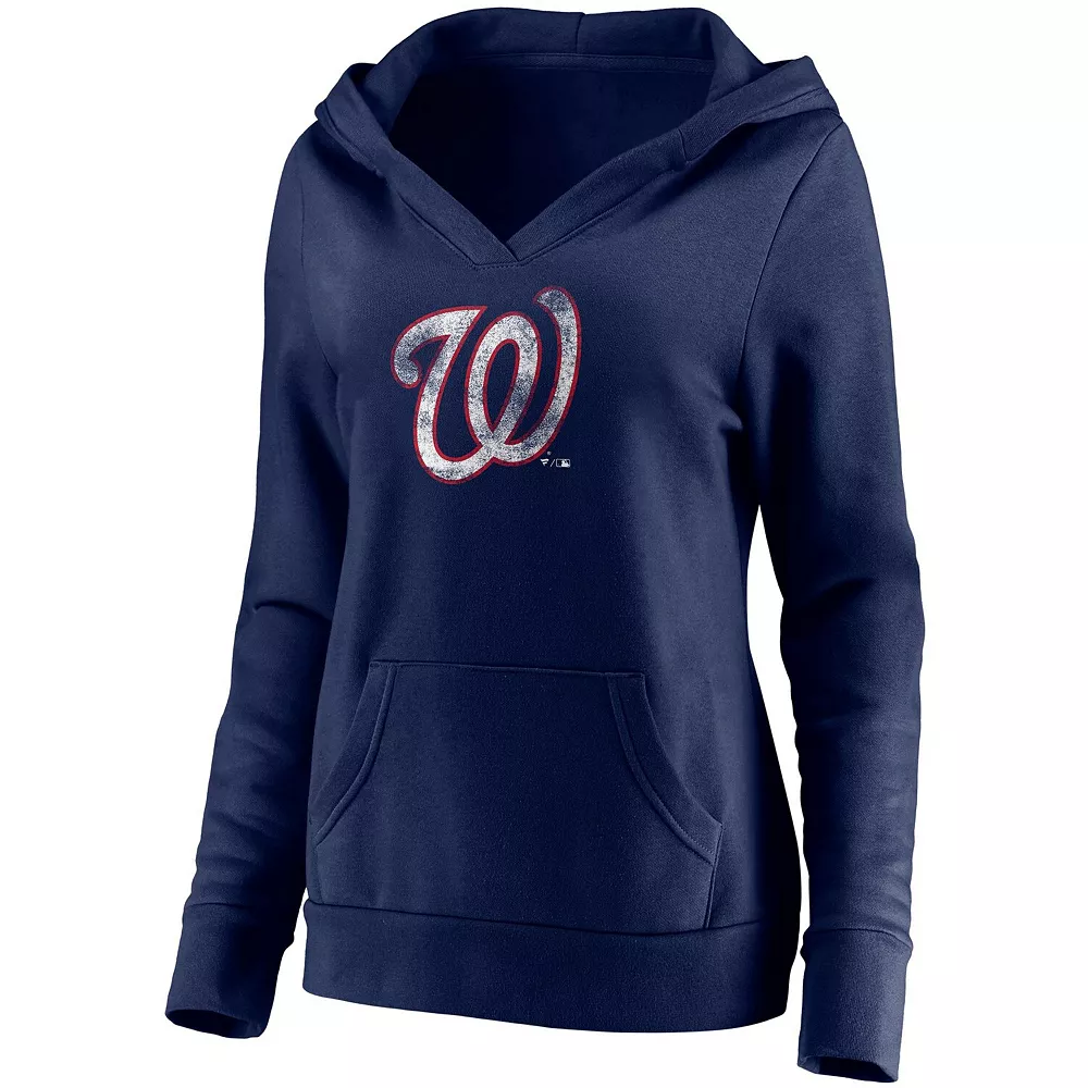 Women's Fanatics Branded Navy Washington Nationals Core Team Crossover V-Neck Pullover Hoodie 4 Women's Fanatics Branded Navy Washington Nationals Core Team Crossover V-Neck Pullover Hoodie - Image 2