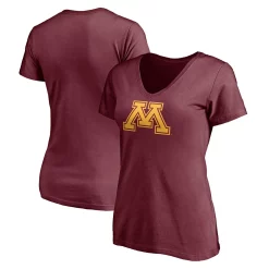 Women's Fanatics Branded Maroon Minnesota Golden Gophers Primary Logo V-Neck T-Shirt