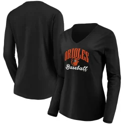 Women's Fanatics Branded Black Baltimore Orioles Victory Script V-Neck Long Sleeve T-Shirt -Fanatics Clothing Shop 4775694 ALT