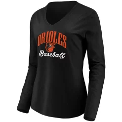 Women's Fanatics Branded Black Baltimore Orioles Victory Script V-Neck Long Sleeve T-Shirt -Fanatics Clothing Shop 4775694 ALT2