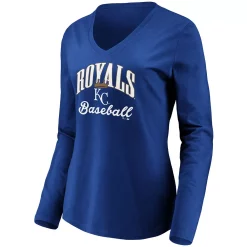Women's Fanatics Branded Royal Kansas City Royals Victory Script V-Neck Long Sleeve T-Shirt -Fanatics Clothing Shop 4775782 ALT2