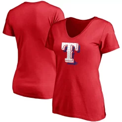 Women's Fanatics Branded Red Texas Rangers Red White & Team V-Neck T-Shirt