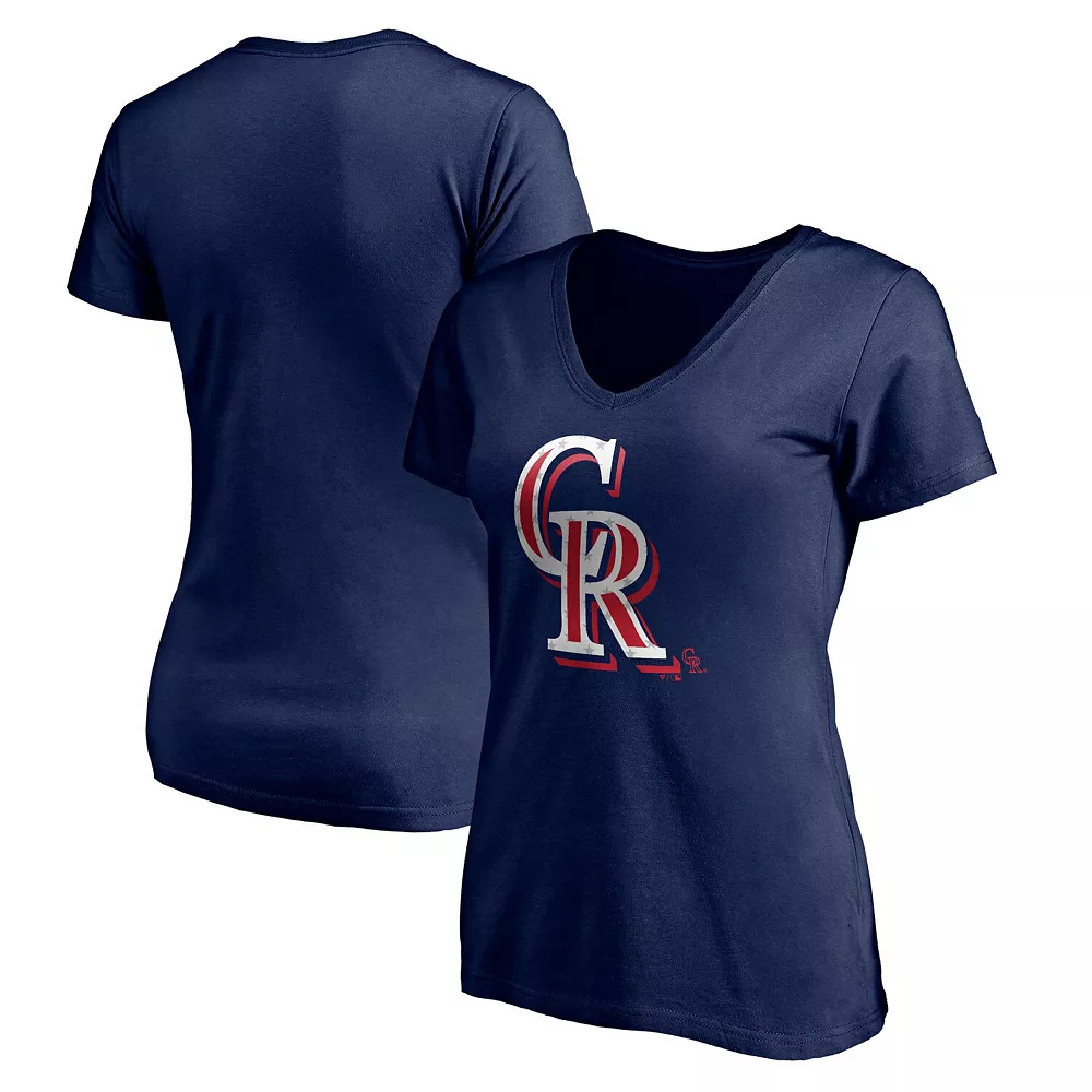 Women's Fanatics Branded Navy Colorado Rockies Red White & Team V-Neck T-Shirt 3 Women's Fanatics Branded Navy Colorado Rockies Red White & Team V-Neck T-Shirt
