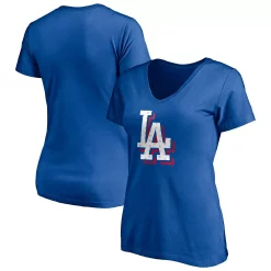 Women's Fanatics Branded Royal Los Angeles Dodgers Red White & Team V-Neck T-Shirt