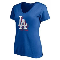 Women's Fanatics Branded Royal Los Angeles Dodgers Red White & Team V-Neck T-Shirt -Fanatics Clothing Shop 4776546 ALT2