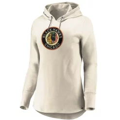 Women's Fanatics Branded Oatmeal Chicago Blackhawks True Classics Signature Fleece Pullover Hoodie -Fanatics Clothing Shop 4783888 ALT2