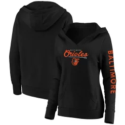 Women's Fanatics Branded Black Baltimore Orioles Core High Class Crossover Pullover Hoodie