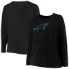 Women's Fanatics Branded Black Carolina Panthers Plus Size Primary Logo Long Sleeve T-Shirt -Fanatics Clothing Shop 4784420