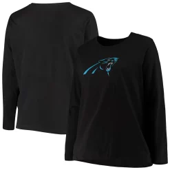 Women's Fanatics Branded Black Carolina Panthers Plus Size Primary Logo Long Sleeve T-Shirt