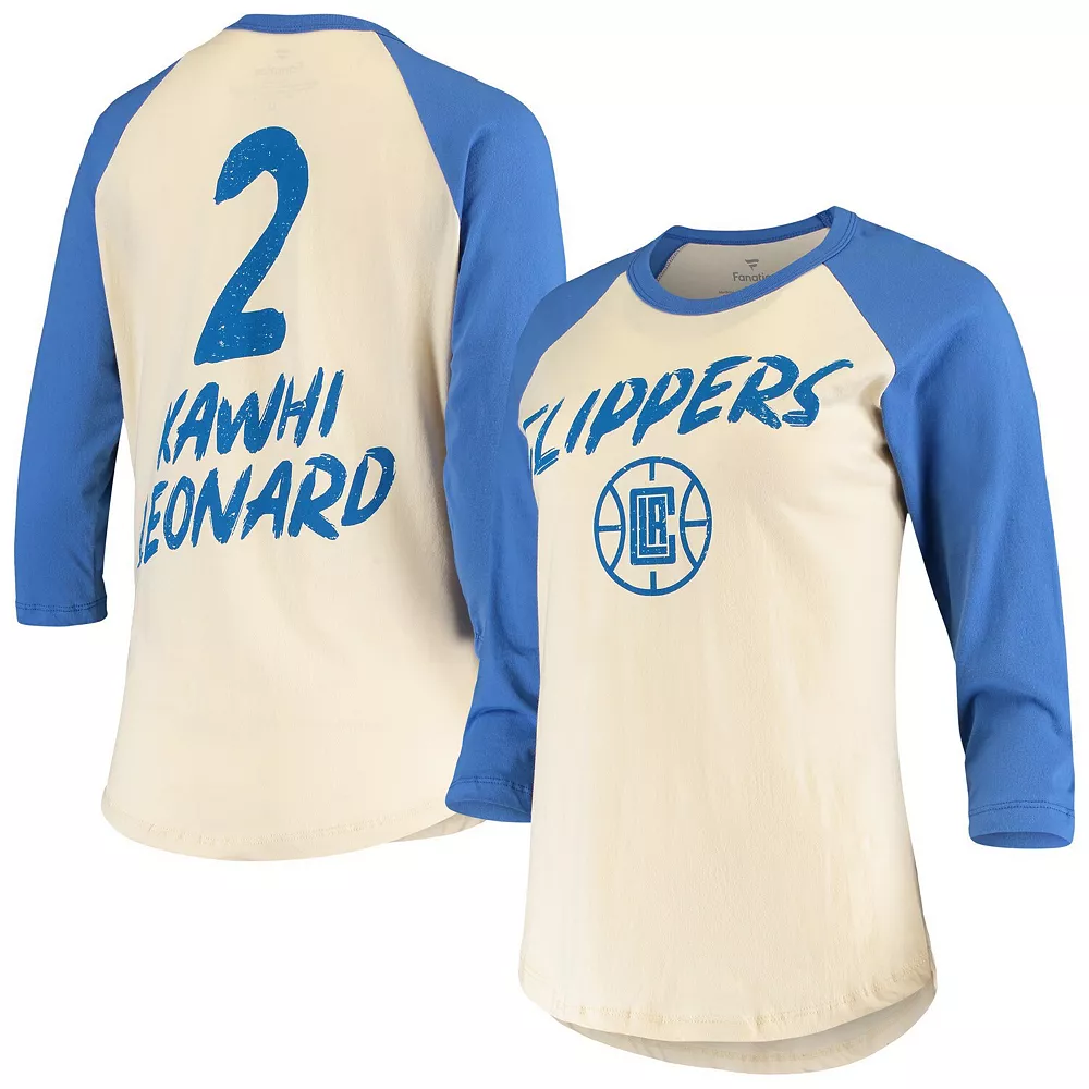 Women's Fanatics Branded Kawhi Leonard Cream LA Clippers Raglan 3/4 Sleeve T-Shirt 3 Women's Fanatics Branded Kawhi Leonard Cream LA Clippers Raglan 3/4 Sleeve T-Shirt