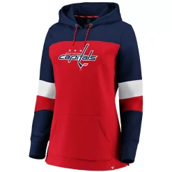 Women's Fanatics Branded Red/Navy Washington Capitals Iconic Colorblocked Fleece Pullover Hoodie -Fanatics Clothing Shop 4785452 ALT2