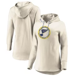 Women's Fanatics Branded Oatmeal St. Louis Blues True Classics Signature Fleece Pullover Hoodie