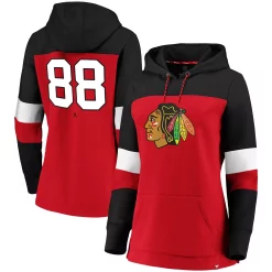 Women's Fanatics Branded Patrick Kane Red/Black Chicago Blackhawks Heavy Block Pullover Hoodie