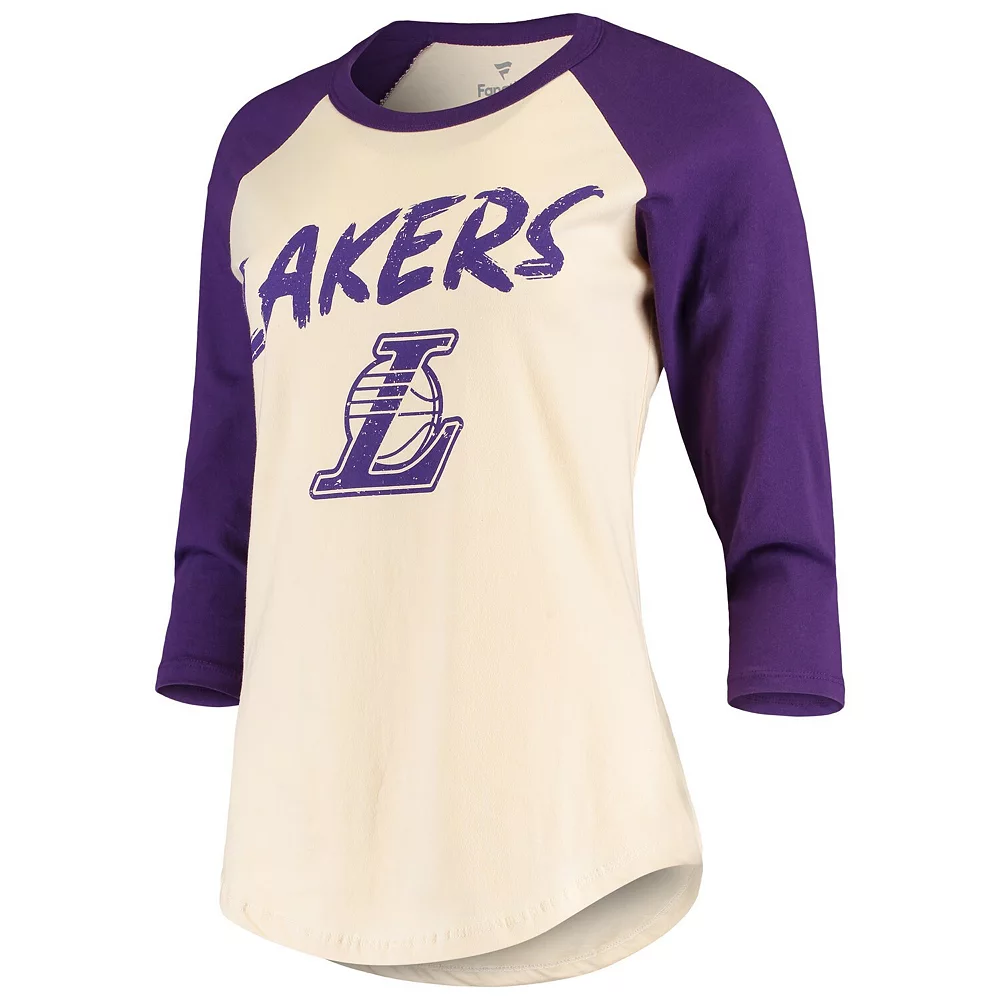 Women's Fanatics Branded Anthony Davis Cream Los Angeles Lakers Raglan 3/4-Sleeve T-Shirt 5 Women's Fanatics Branded Anthony Davis Cream Los Angeles Lakers Raglan 3/4-Sleeve T-Shirt - Image 3