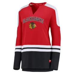 Women's Fanatics Branded Jonathan Toews Red/Black Chicago Blackhawks Power Player Long Sleeve Notch Neck T-Shirt -Fanatics Clothing Shop 4833431 ALT2