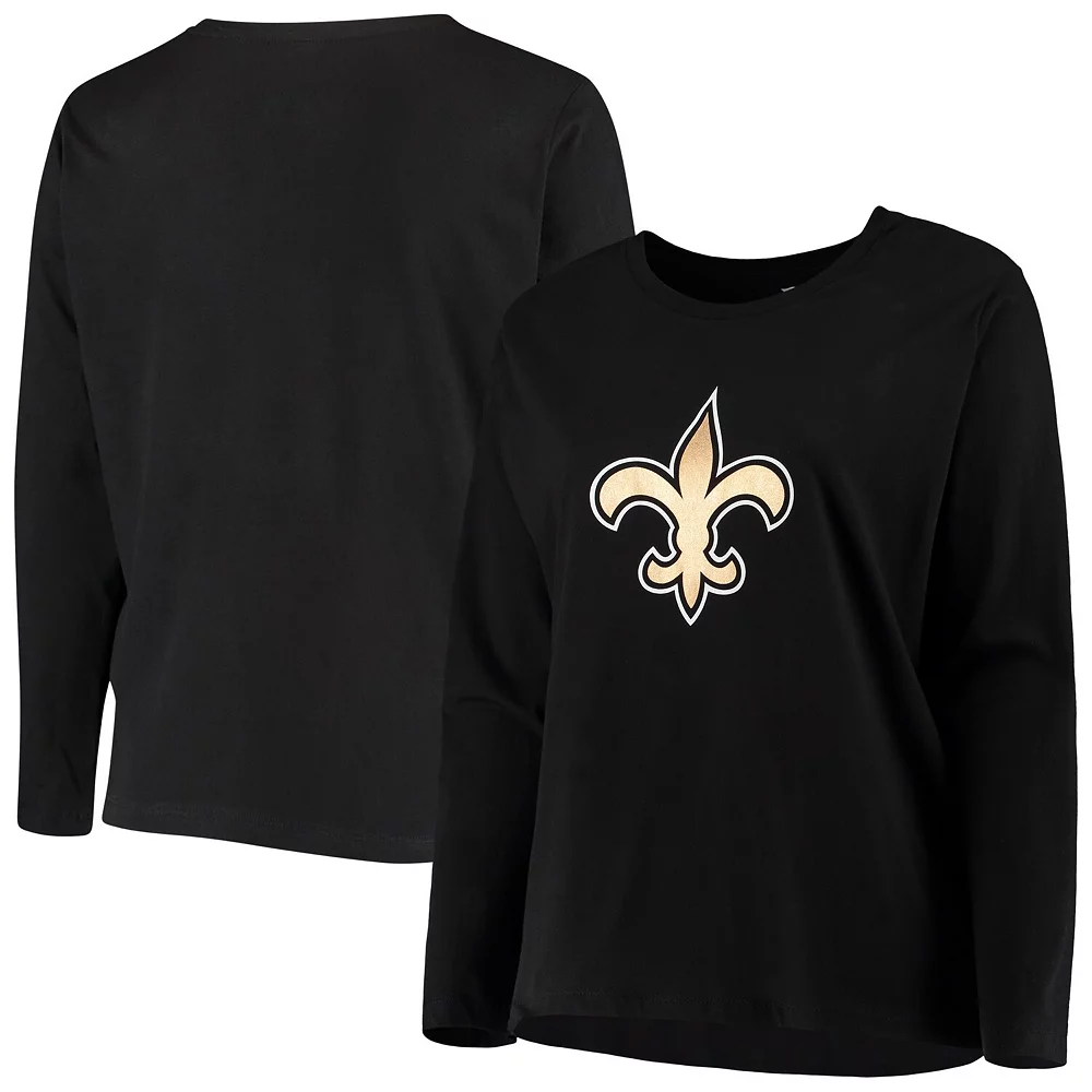 Women's Fanatics Branded Black New Orleans Saints Plus Size Primary Logo Long Sleeve T-Shirt 4 Women's Fanatics Branded Black New Orleans Saints Plus Size Primary Logo Long Sleeve T-Shirt - Image 2